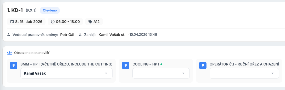 iDomino — Přiřazení operátorů