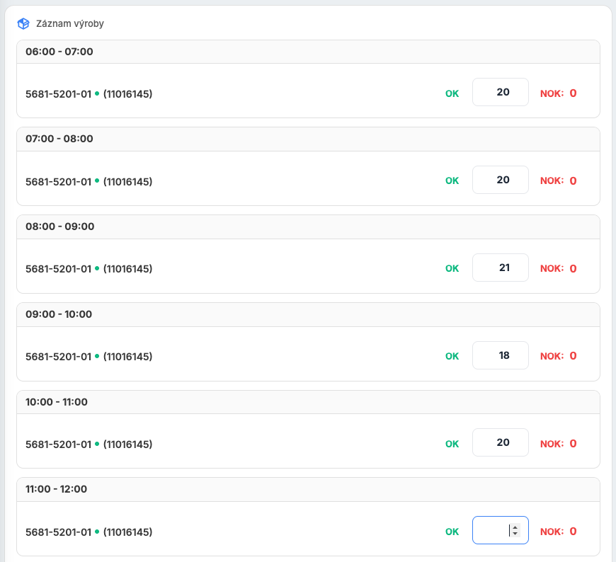 iDomino — Záznam výroby