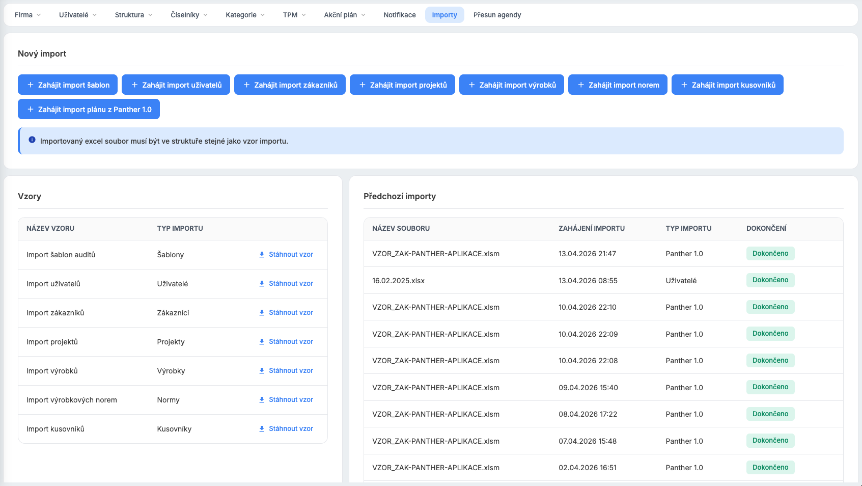 iDomino — Import plánu směn