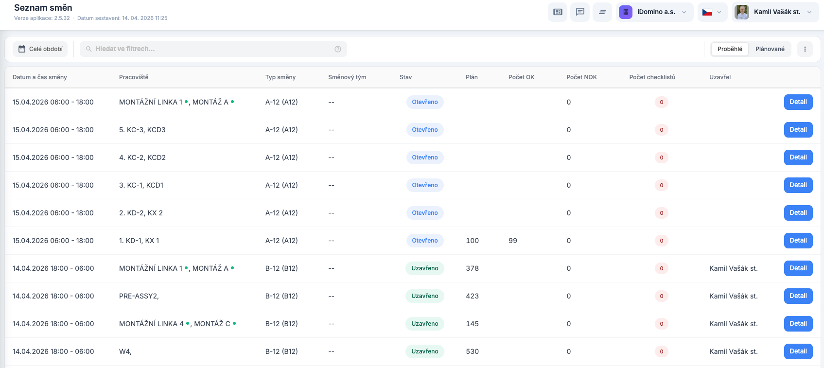 iDomino — Detaily směny